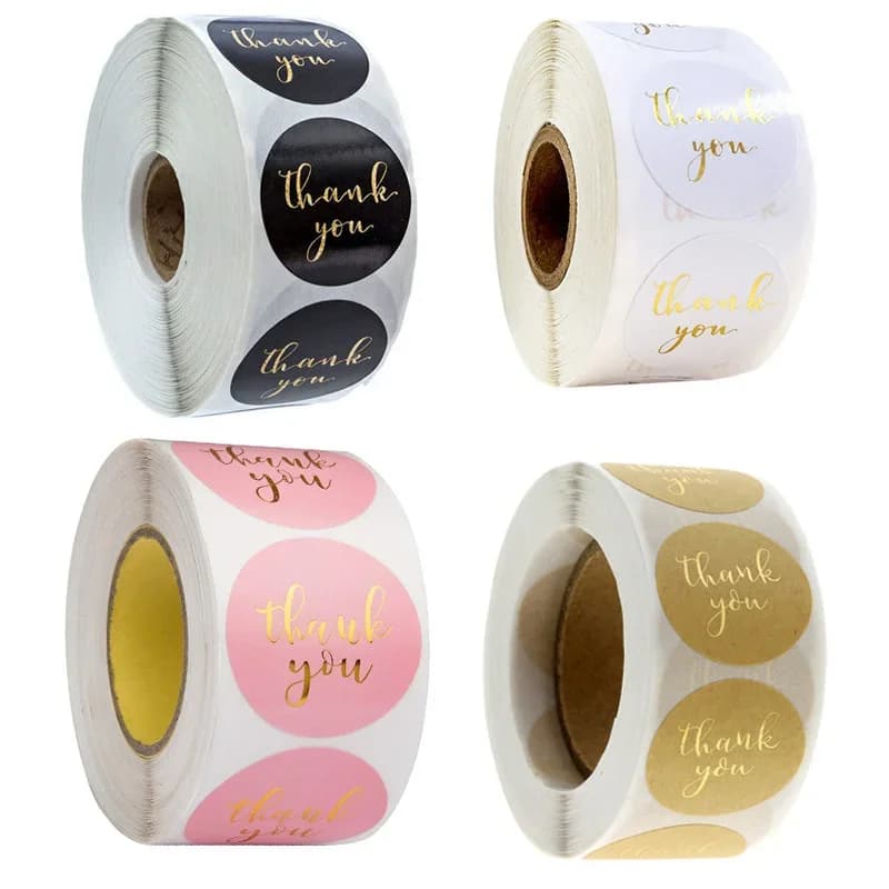 500 etichette rotonde in carta kraft, adesivi di ringraziamento, dragei, sacchetti di caramelle, scatole regalo di fiori, scatole per torte e imballaggi, adesivi per matrimoni