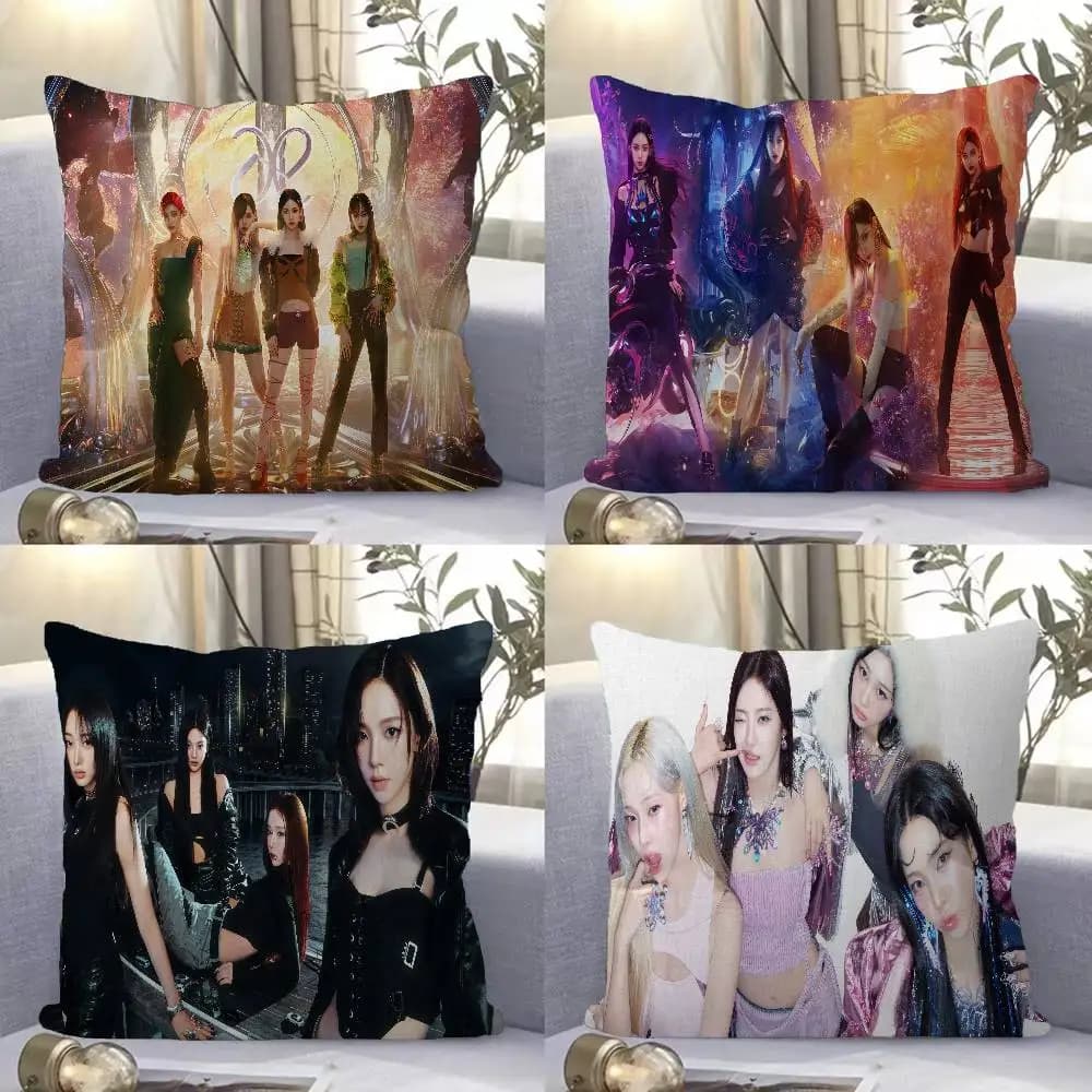 Fodera per cuscino decorativa A-Aespa (gruppo K-pop coreano) per estetica d'interni, decorazione per la casa, camera da letto, divano, letto, 45x45
