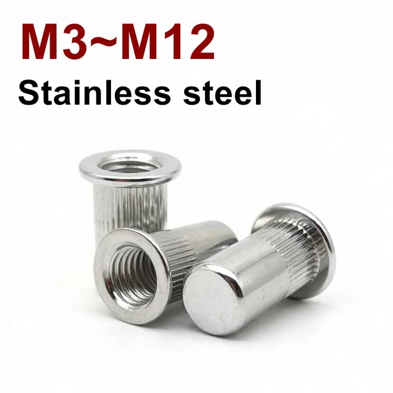Dado rivetto a testa piatta in acciaio inox SUS304, corpo sigillato a strisce verticali, estremità chiusa, M3 M4 M5 M6 M8 M10 M12, dado rivetto cieco, dado a inserto 304PTZW