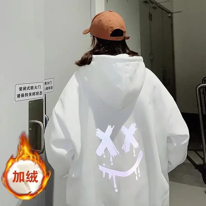 Camicia con cappuccio a maniche lunghe da donna Felpa con cappuccio oversize Moda coreana Semplice stile college Cappotto Harajuku da uomo Hip-hop Street Fashion
