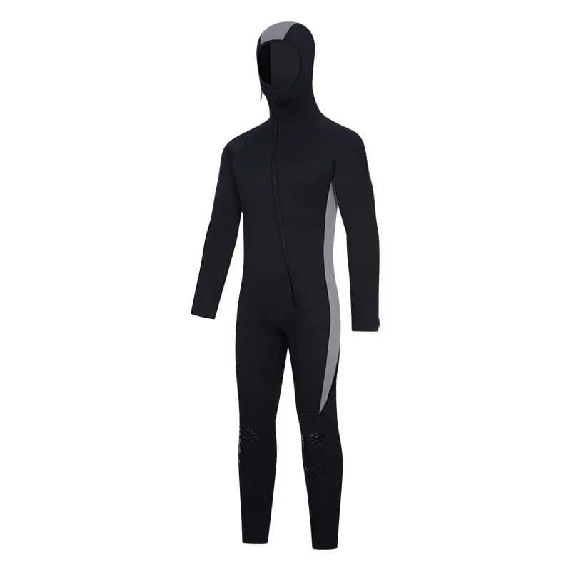 Men's whole mute with hood and front zipper, hot and cold-resistant surfing costume