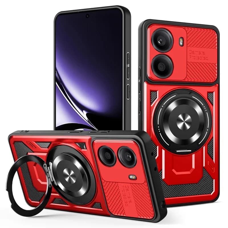 For OPPO A5X A5m A6X A6t A5 Pro Magnetic Wireless Charging Phone Case Lens Protection Silicone Soft Cover Case with Metal Holder