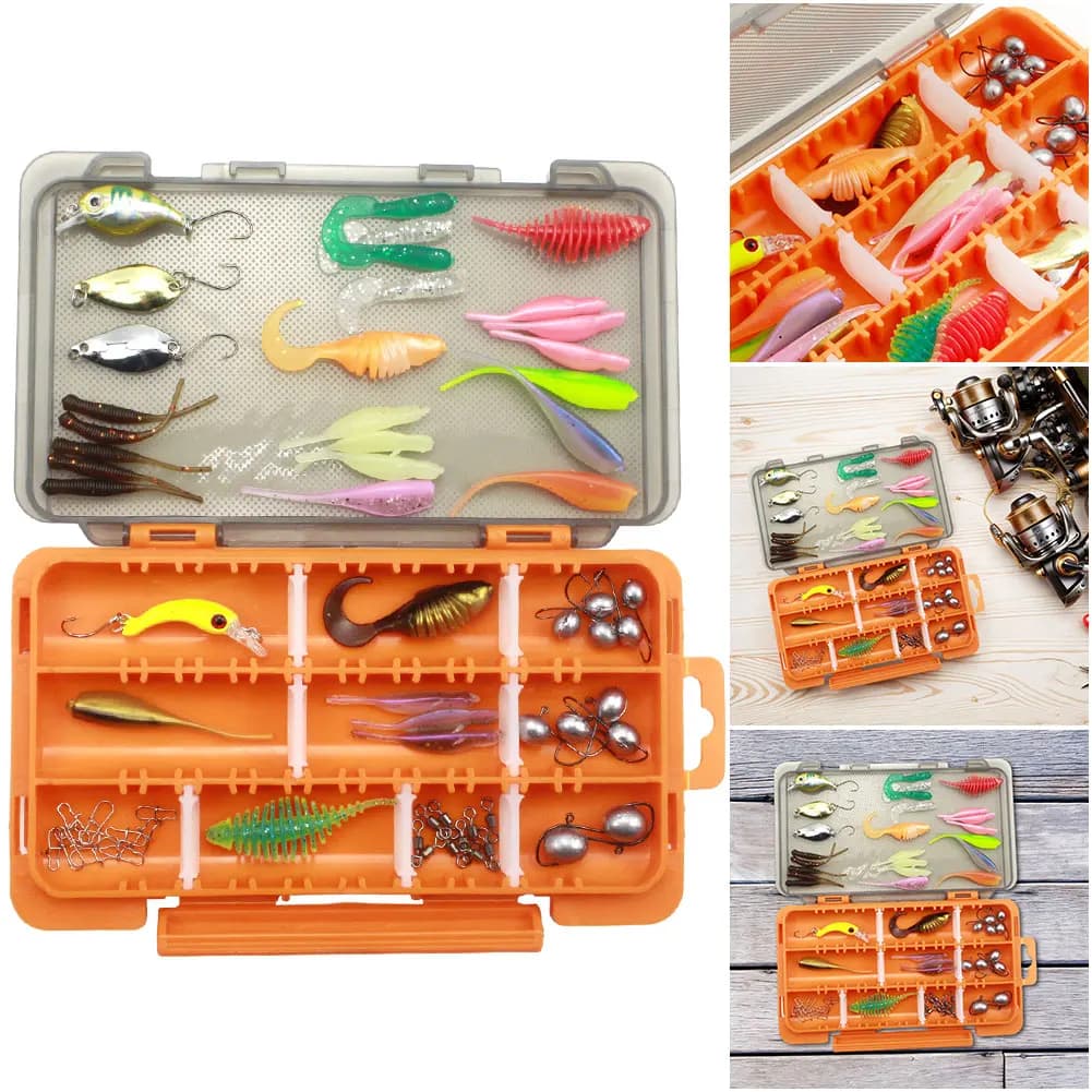 63 pezzi Kit di esche da pesca Ganci per esche morbide e dure Girelle Set di esche da pesca per Bass Pike Crankbait Attrezzatura Accessori