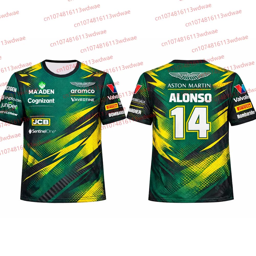 T-shirt Aston Martin 2026 Men's, Race suit Spain, Fernando Alonso 14, Breathable T-shirt, Lance Stroll 18, Cycling suit