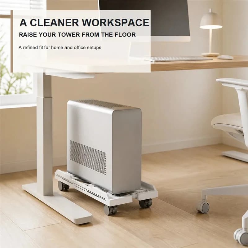 2 Adjustable CPU Stand with Wheels PC Tower Holder Cart Mobile Computer Bracket Rolling Caster Stand for Desk and Floor Use