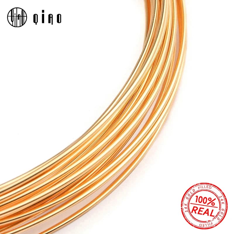 One Meter 0.25/0.41/0.64/0.8mm Half Hard Gold Filled Beading Wire Metel Thread 14k Gold Wire for Gold Jewelry Making Earring DIY