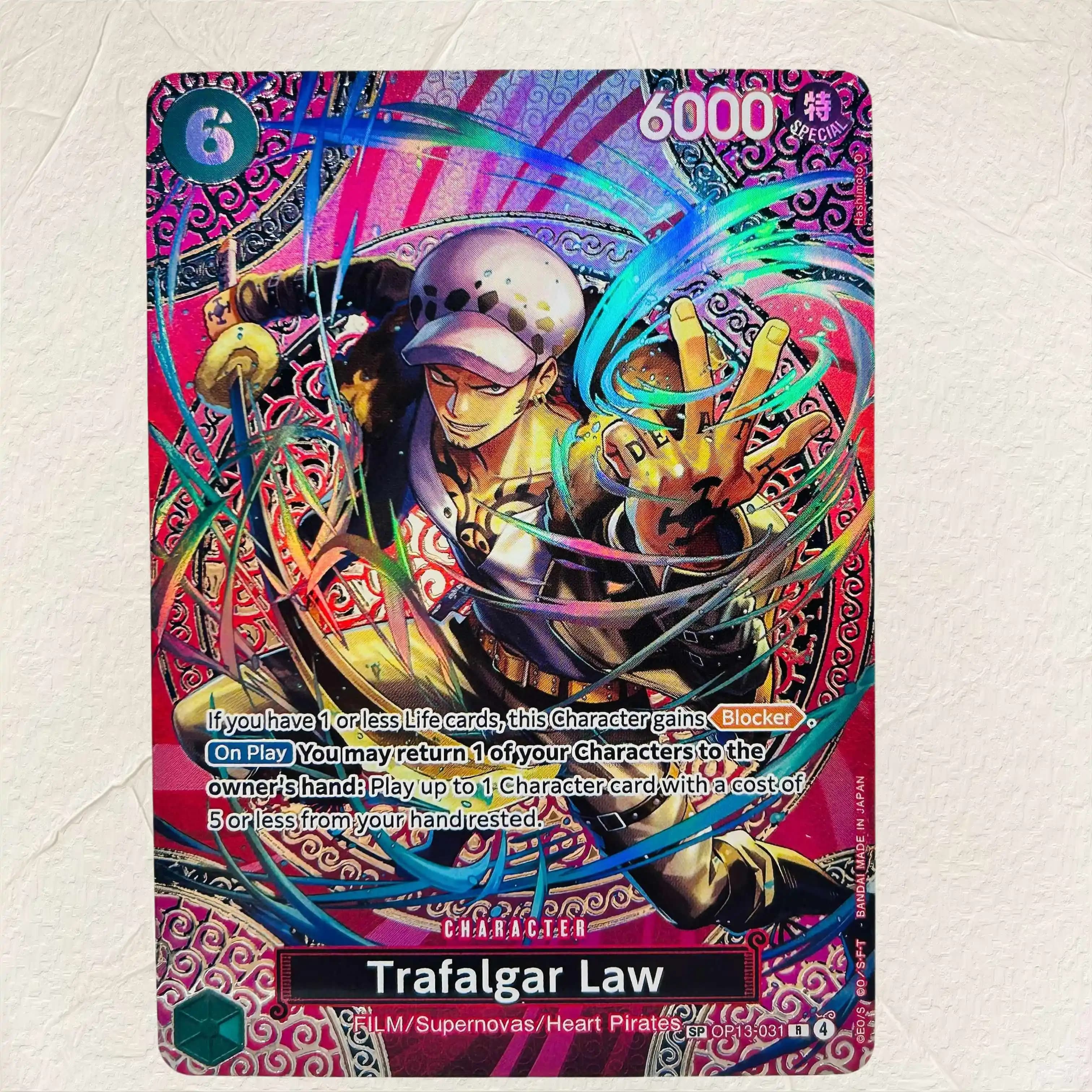 One Piece Trafalgar Law SP OP13-031 DIY Holographic Texture Cards EN Version Collectible Grade Classic Anime Collectible TCG