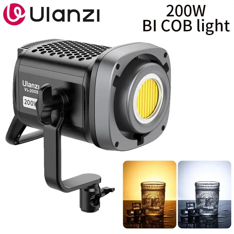 Ulanzi VL-200Bi 200W Bi-Color COB Video Light Dimmable Continuous Wireless APP Control for Live Home Studio Photography Light