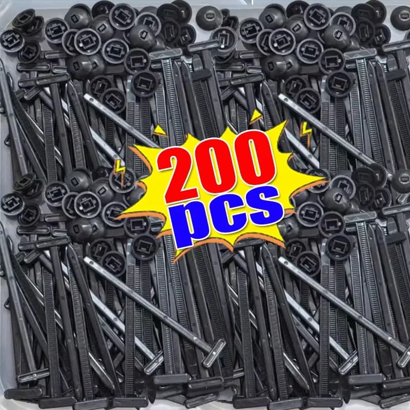 5-200PCS Fascette per cavi universali in nylon Fibbia multiuso Fascette per cavi Strumento per carichi pesanti Zip autobloccante Zip nere per la riparazione auto