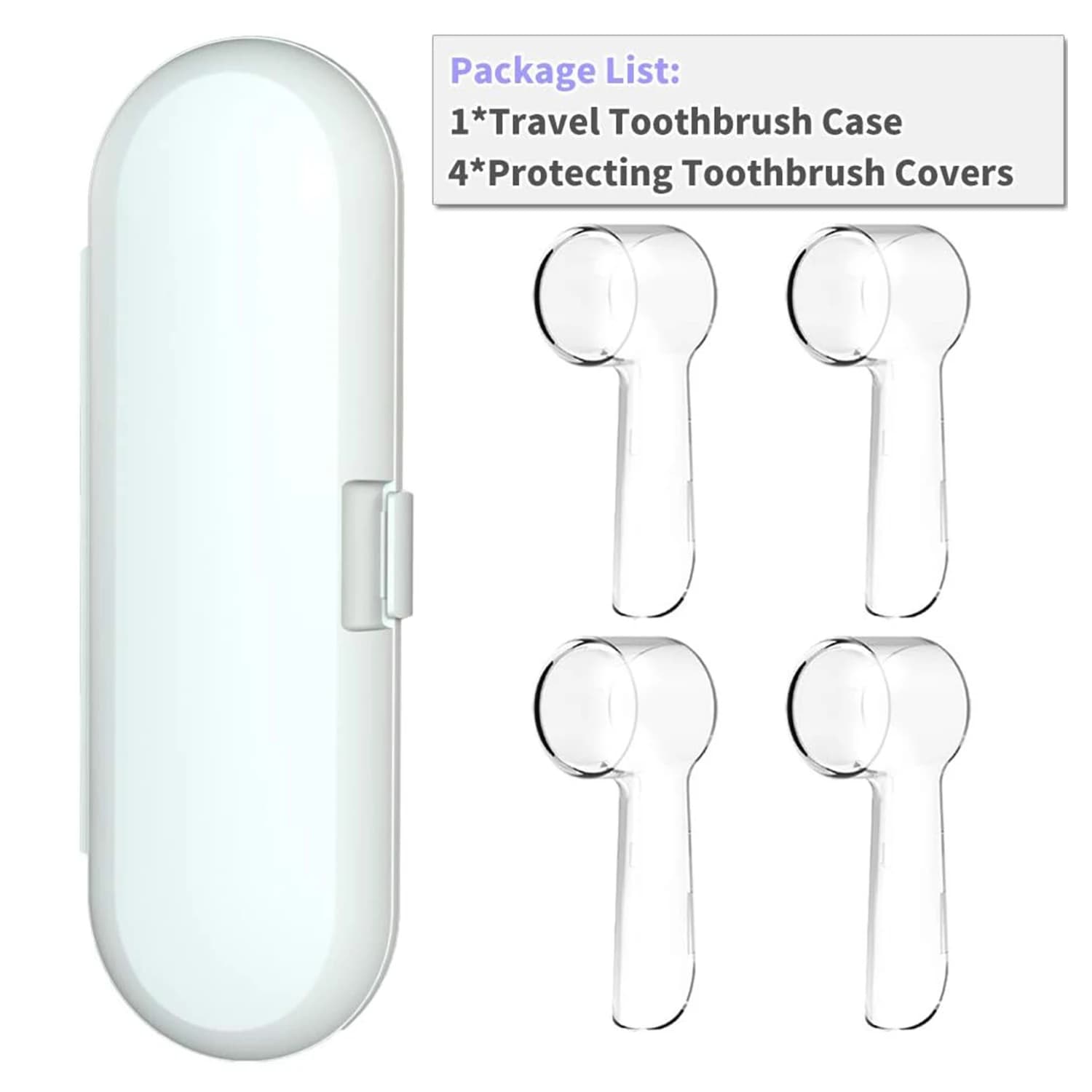 Electric toothbrush case, travel toothbrush case for Oral-B/Philips Sonicare with 4 cover caps (P