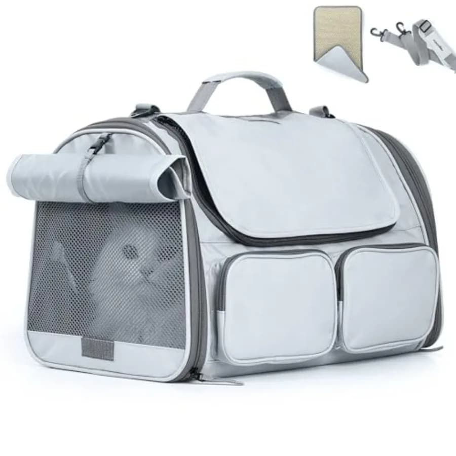 Cat Carrier, Soft-Sided Small Dog Carrier, Large Cat Travel Bag with 4 Mesh Windows, Under 15 lb Airline Approved Pet Carrier w