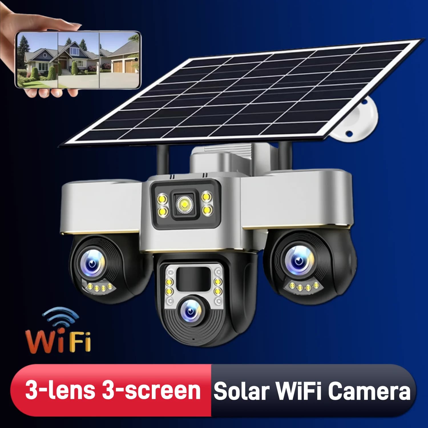 Telecamera solare di sicurezza WIFI 15MP PIR Rilevazione umana Monitor impermeabile esterno CCTV Visione notturna 3 Telecamera IP con obiettivo PTZ motorizzato