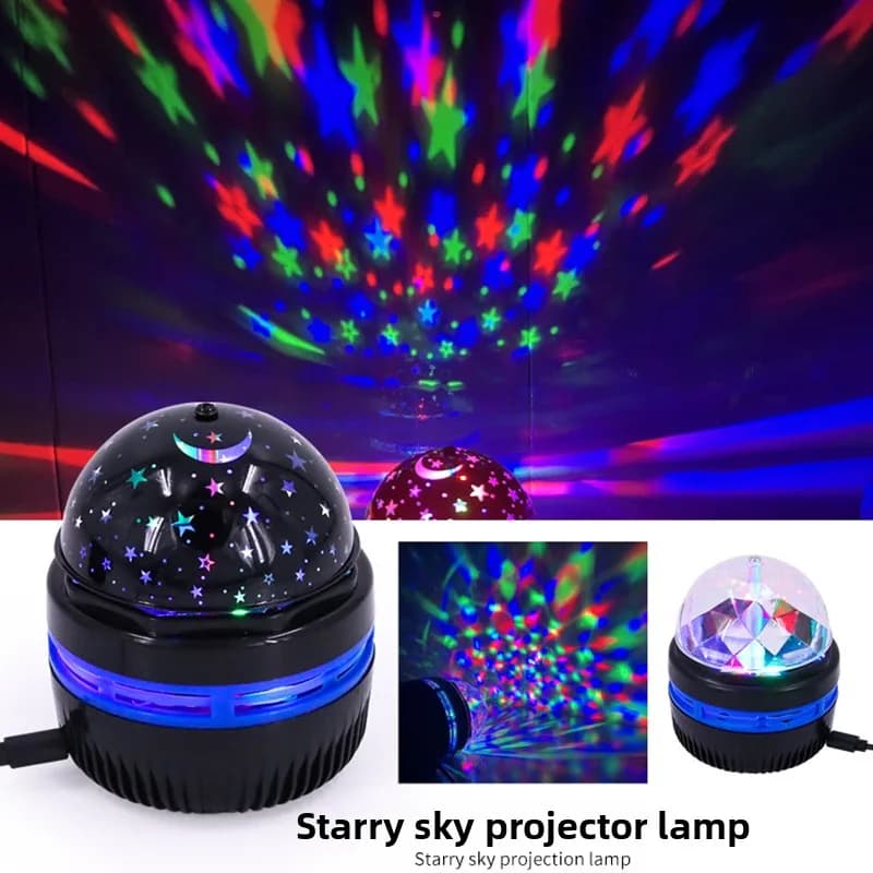 Luce da palcoscenico con sfera magica rotante a LED Mini proiettore a sfera decorativa con cielo stellato montato su auto Luce notturna natalizia con cielo stellato USB