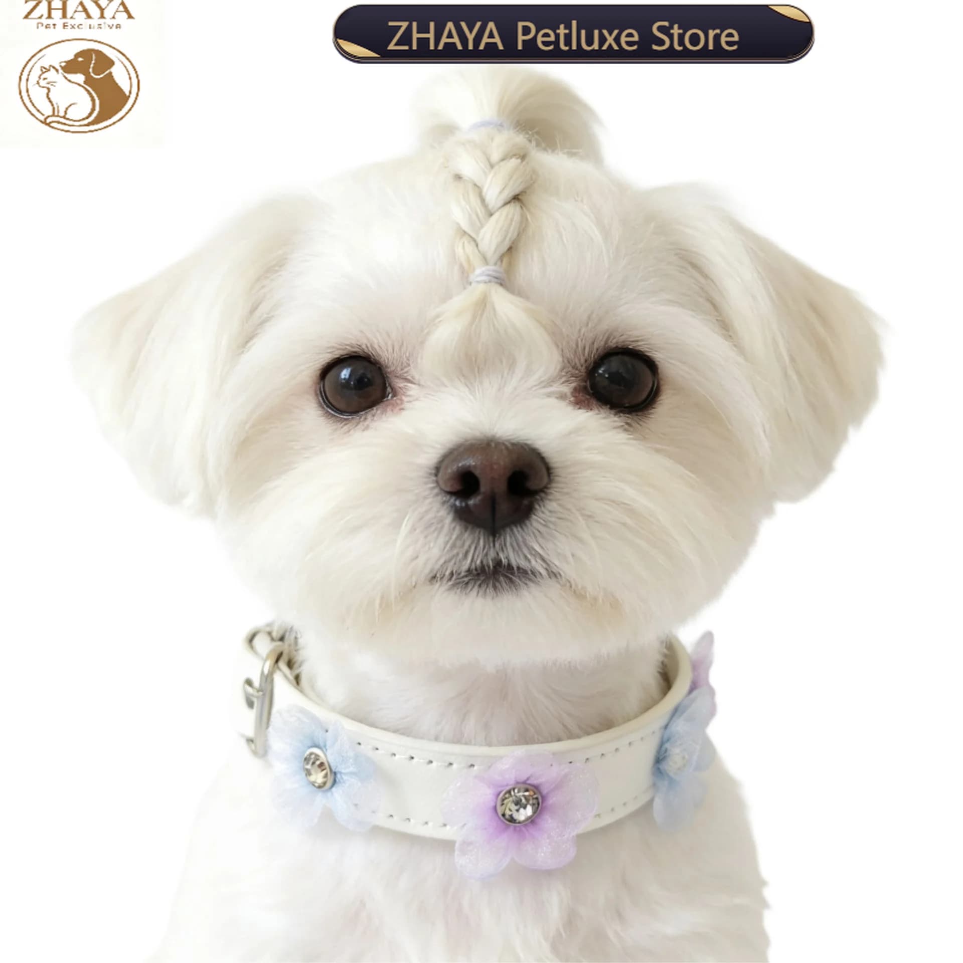 ZHAYA Adjustable Pet Collar Flower Necklace for Dog Cat Teddy Bichon Cute Jewelry