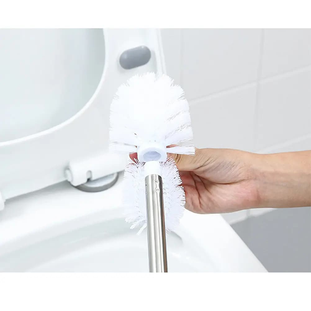 Set Spazzola per WC con Manico Lungo Beige, Doppia Spazzola per Pulizia Senza Angoli Morti, Design con Gancio per Facile Conservazione, Rimozione Macchie, per Bagno