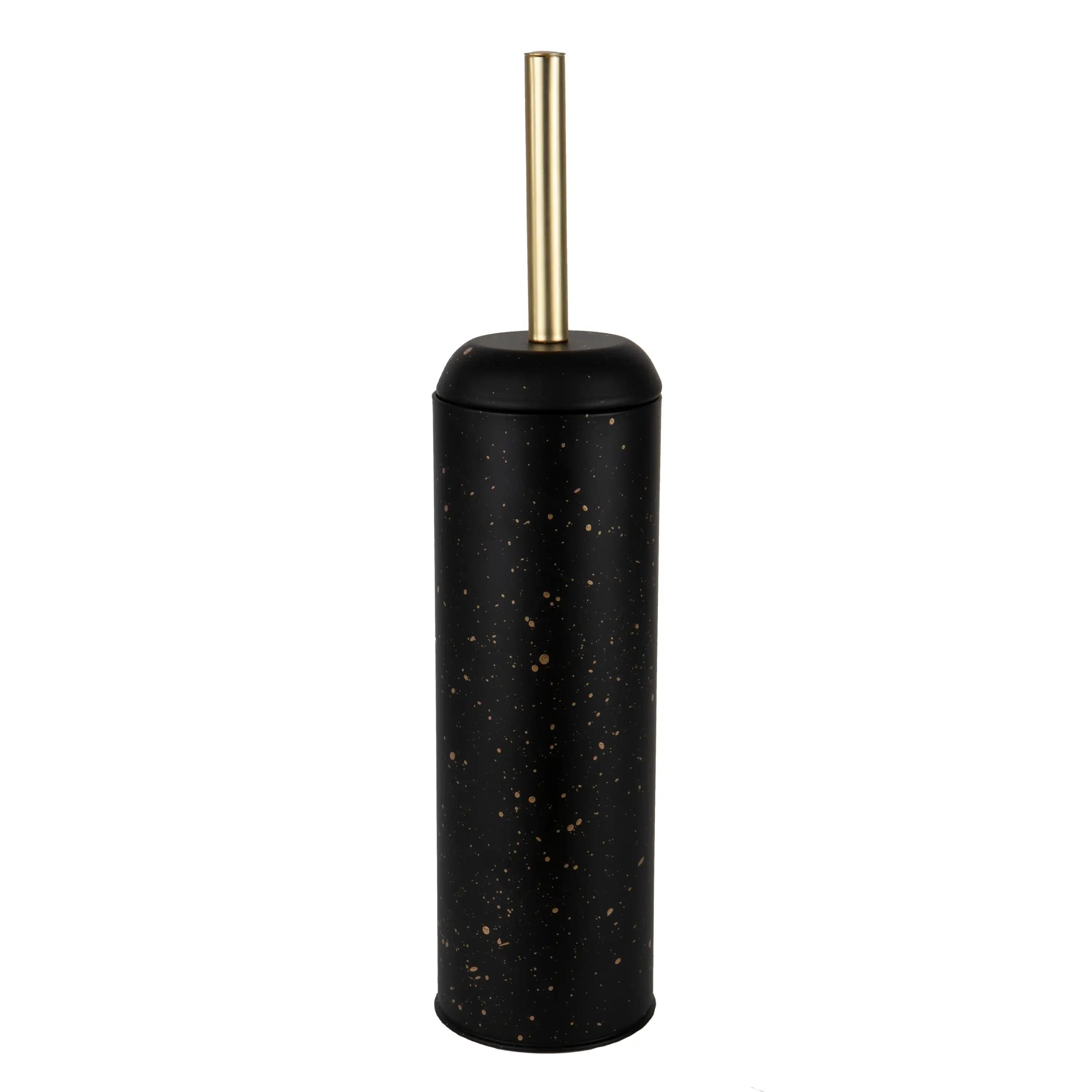 Speckled Pattern Toilet Brush and Holder Set Modern Bathroom Cleaning Tool Black