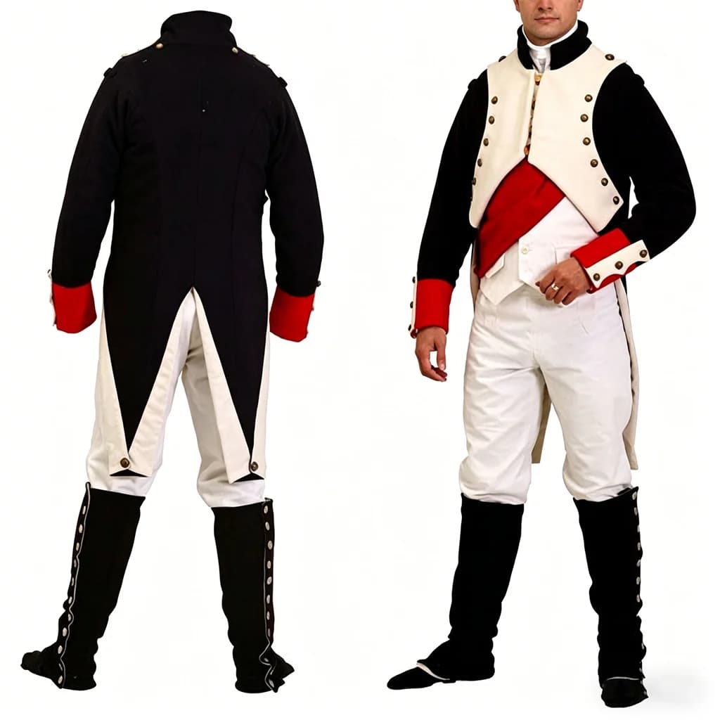 Costume da Ufficiale Napoleone Bonaparte, Uniforme Militare per Cosplay, Set con Cappotto, Gilet e Pantaloni del Personale Reale Militare
