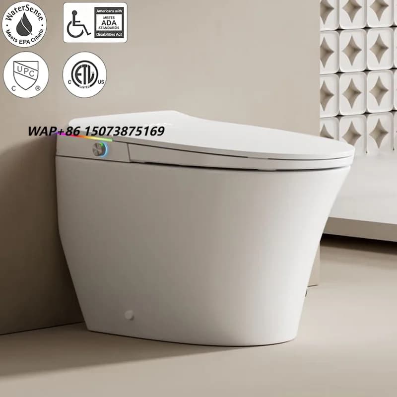 Smart Toilet Ceramic Fully Automatic Flip Cover High-Speed Drying Seat Heating Night Light Included No Water Pressure