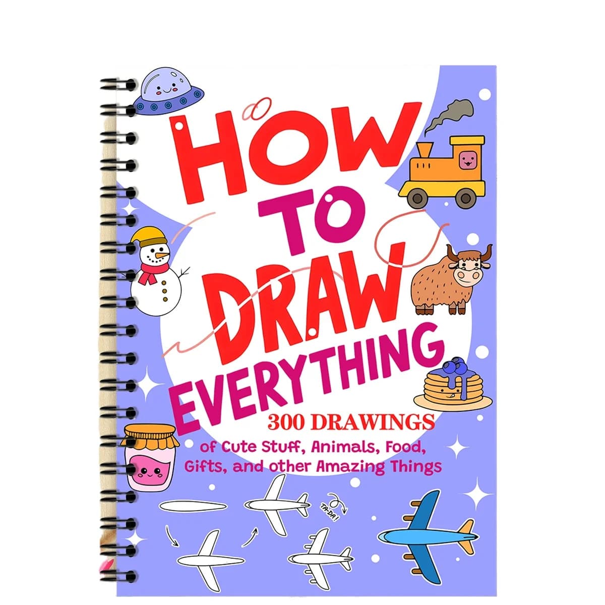 New Hot Cross-border 56 Pages Kids Cute Step-by-Step Drawing Practice Book, A4 Spiral Sketch Notebook