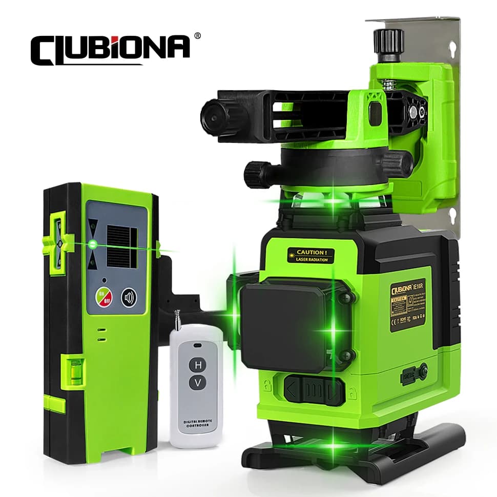 Clubiona 4D 16 linee professionale tedesco Core pavimento soffitto telecomando linea verde livello Laser con batteria agli ioni di litio 5000mahs