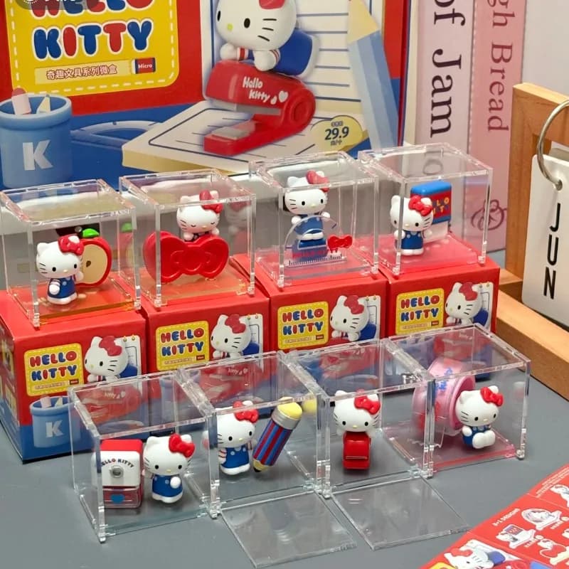 Sanrio Hello Kitty Blind Box Toys Micro Stationery Box Series Kitty Stapler Protractor Pencil Sharpener Doll Toys Regali per bambini