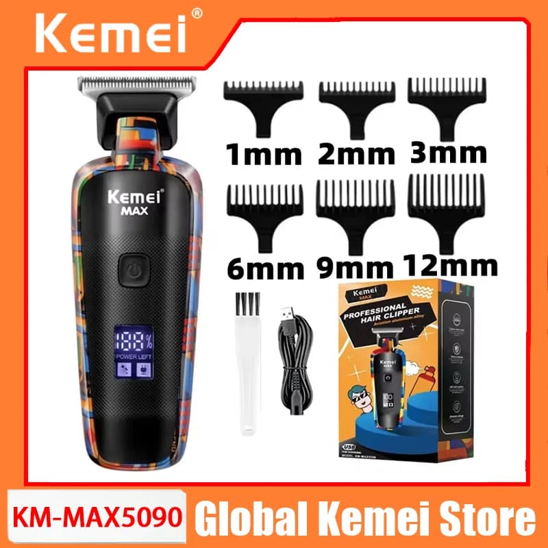 Kemei KM-MAX5090 Tagliacapelli Elettrico Multifunzione, Rasoio Elettrico USB per Uomo con Design Graffiti