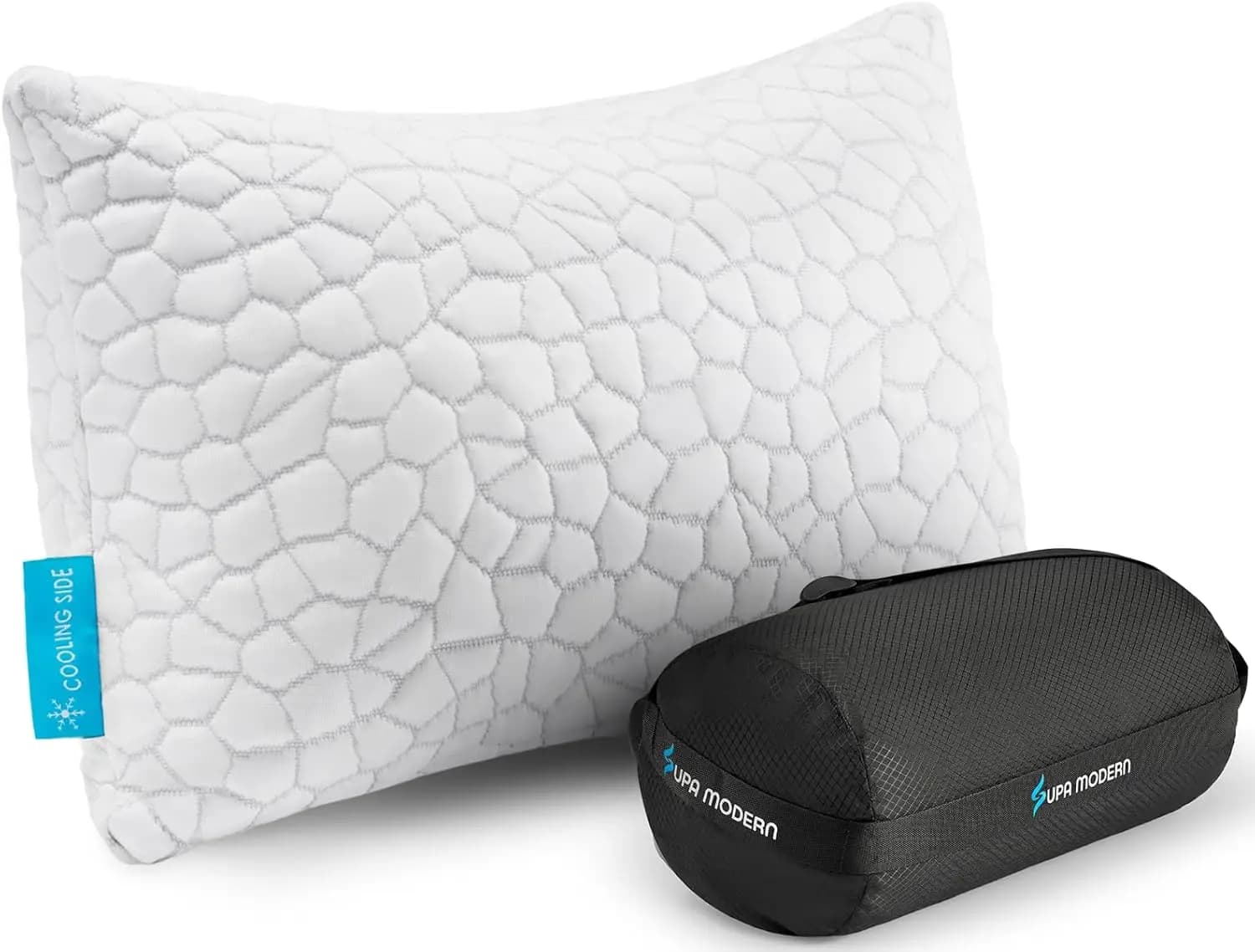 Cuscino Rinfrescante Regolabile per Campeggio e Viaggi, in Memory Foam Sfilacciato, Durezza Media con Fodera Lavabile