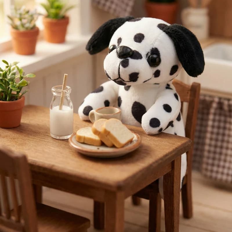 Peluche Realistico di Cane Dalmata Maculato, Giocattolo Morbido di Cucciolo, 15 CM