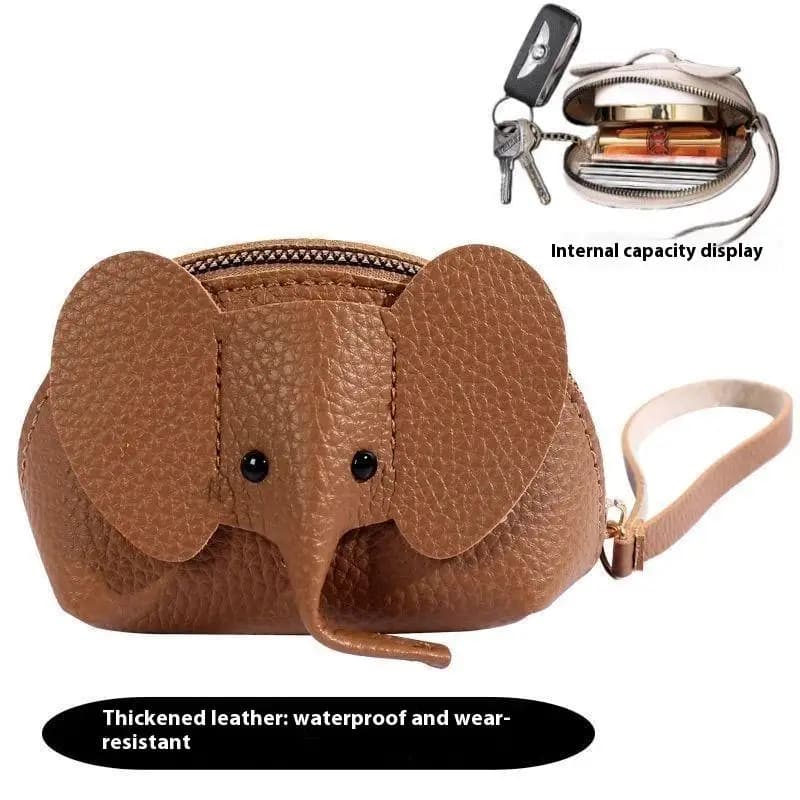 Cute Small Elephant Wallet Cosplay Anime Pu Purse Elephant Japanese Bag Backpack Pendant Creative Lipstick Zipper Card Bag