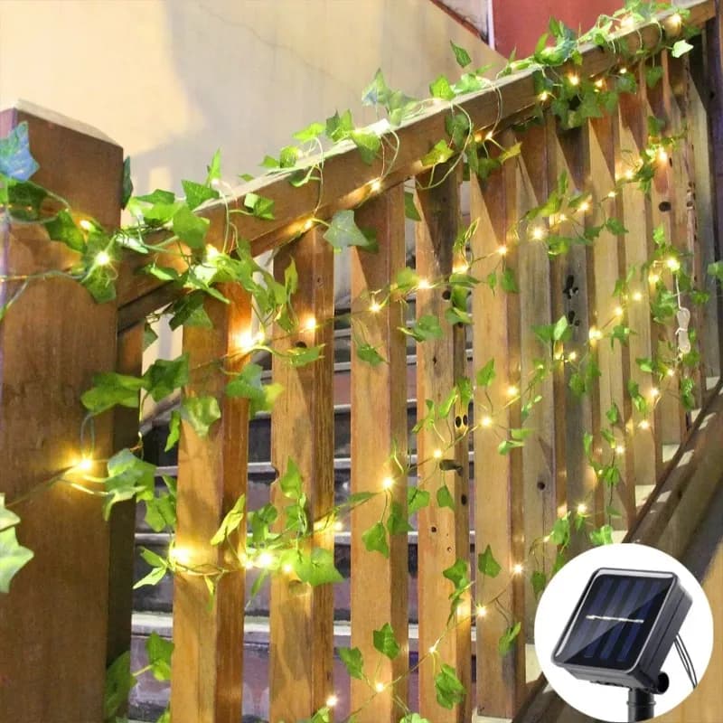 Luci LED a Forma di Foglie e Fiori Solari, Ghirlanda Luminosa per Matrimoni, Giardini, Cortili, Recinzioni, Decorazioni per Feste e Vacanze