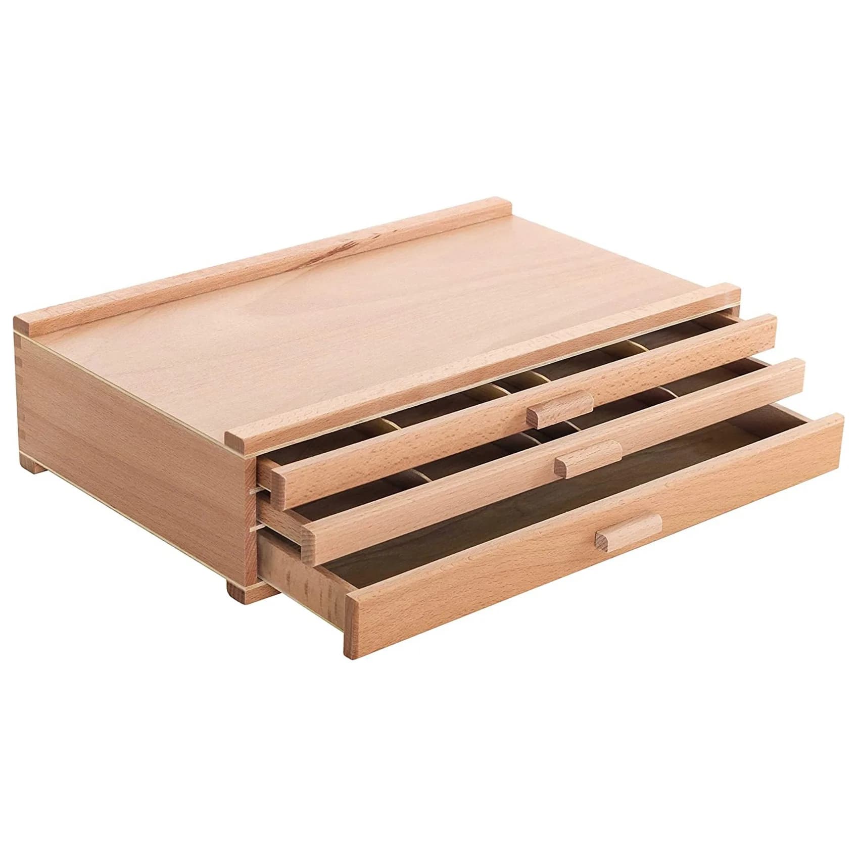 DT39 3 Layer Drawer Artist Wood Art Storage Box for Pencil Pen Pastel for Marker Art Set, 3 Drawers Wood Storage Box for