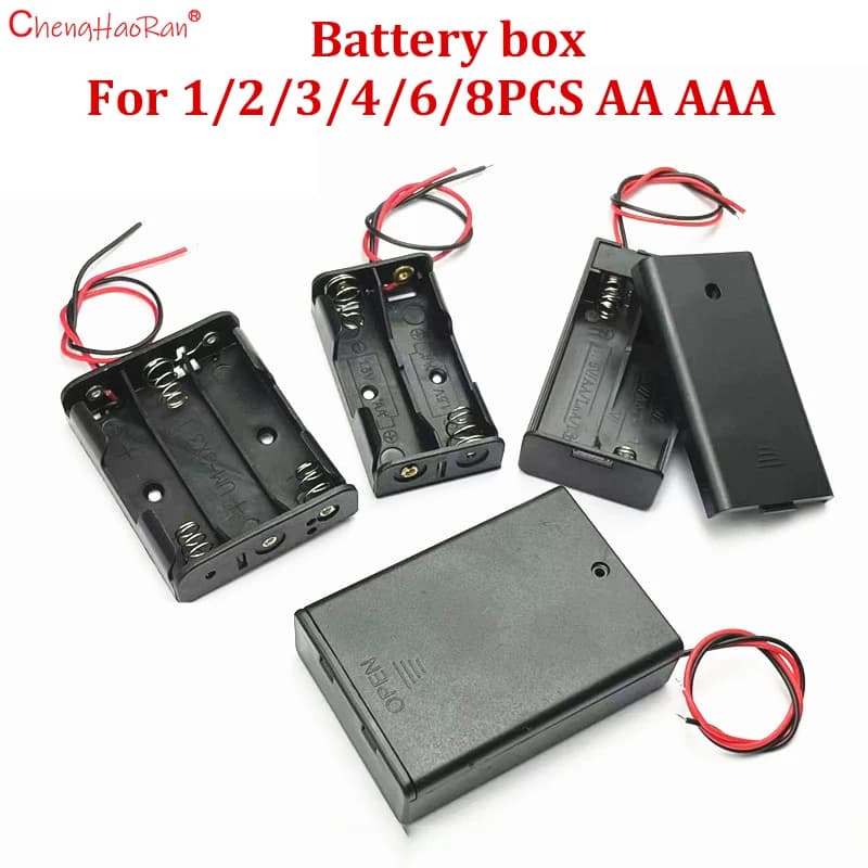 1PC Contenitore per batterie 5/7/18650 con coperchio, cavo e interruttore, serie 1/2/3/4/6/8, per batterie quadrate impilabili 9V 6F22