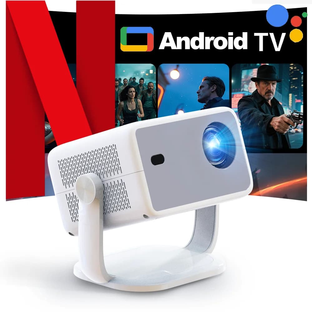 LynCast 4K L018 800ANSI Native 1080P with Autofocus and Trapezoidal Correction 360° Home Theater Rotating Portable with Android 14, BT5.4 and WIFI6