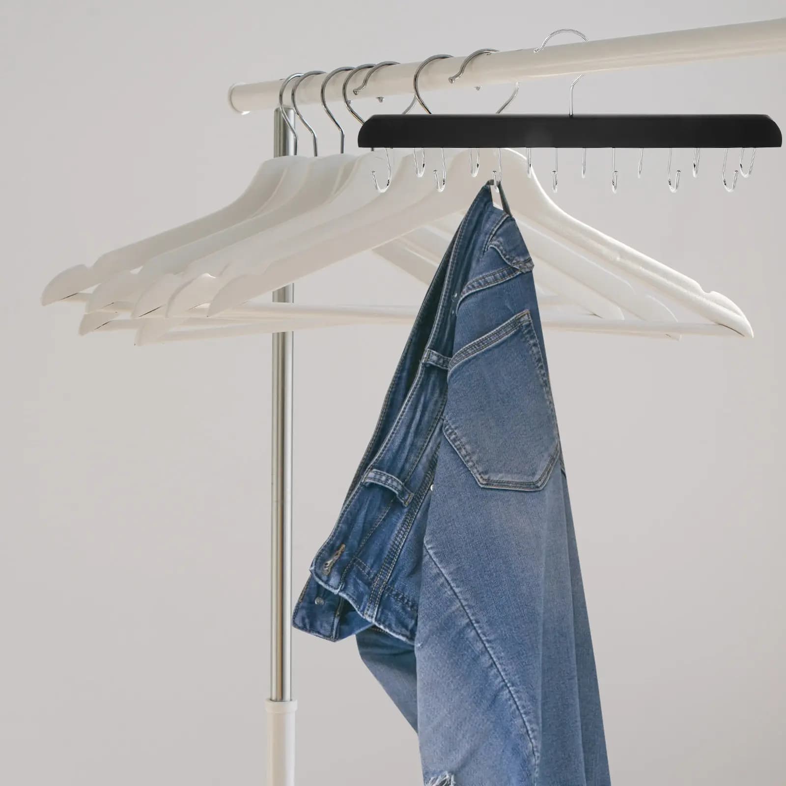 Elegant Wooden Jean Hangers for Closet Space Saving Pants Hanger Heavy Duty Wood Hangers for Jeans Pants Trousers Slacks