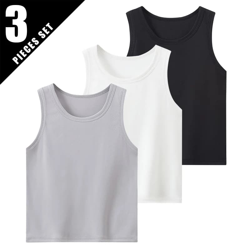 Gilet combinato classico in tinta unita per bambini da 3 pezzi Camicia sportiva casual da ragazzo che tocca il fondo T-shirt Joker morbida e confortevole per ragazza