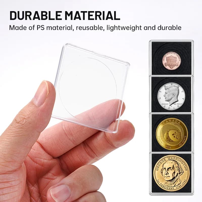 20 Pezzi Contenitore per Capsule Monete con Guarnizioni Regolabili, Scatola Organizzatore in Acrilico Quadrata per Protezione e Esposizione di Monete e Medaglie 20mm-40mm