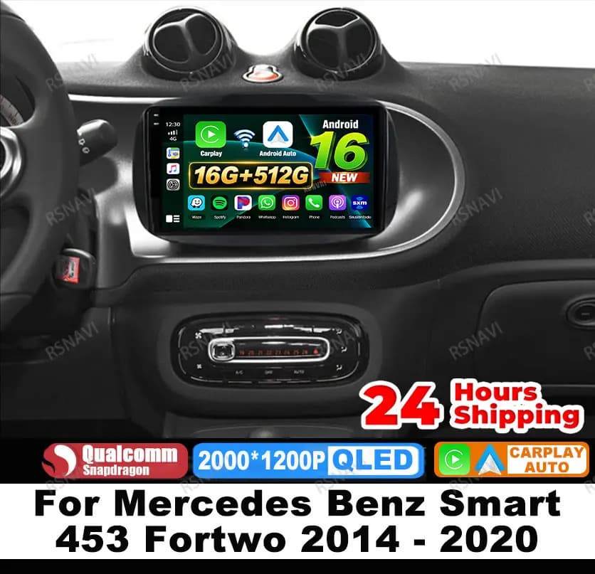 Autoradio Android 15 Per Mercedes Benz Smart 453 Fortwo 2014 - 2020 Multimediale DSP QLED Navigazione Senza Fili Carplay Auto Stereo