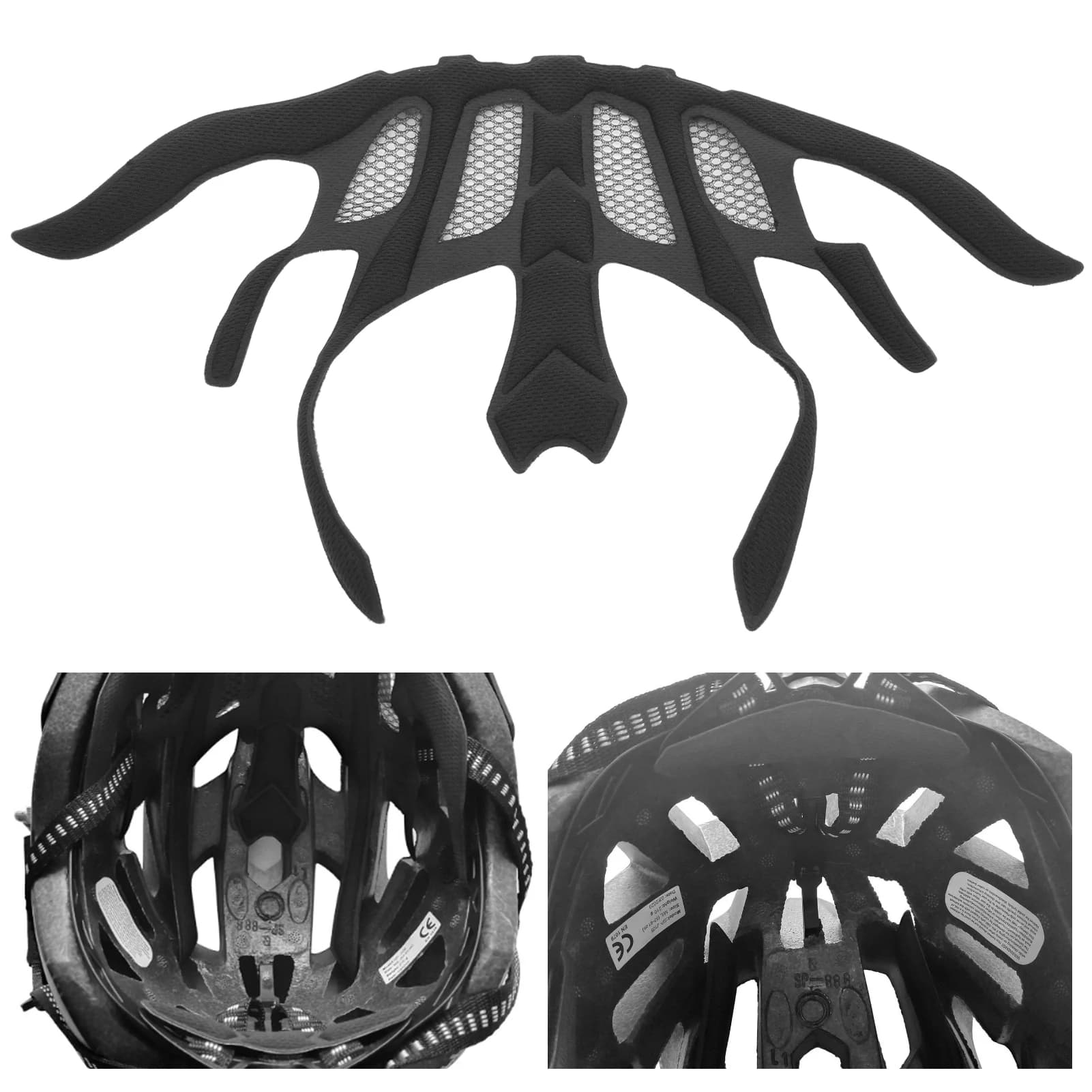 2 Sets Bike Helmet Pads Kit Helmet Foam Lining Cycling Motorcycle Helmet Foam Lining with Anti‑Insect Net Helmet Padding Kit