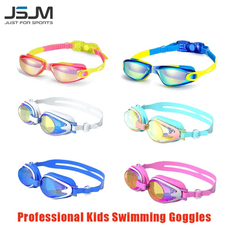 JSJM Professional swimwear for kids UV anti-fog protection Waterproof silicone swimming glasses for boys girls Gift swim glasses