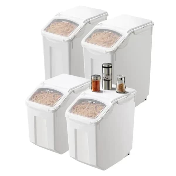 Contenitore per Riso, 3.5Gal/15Lx2 + 4.5Gal/20Lx2, Dispenser Grande per Cibo per Cani, Contenitore per Ingredienti da Cucina