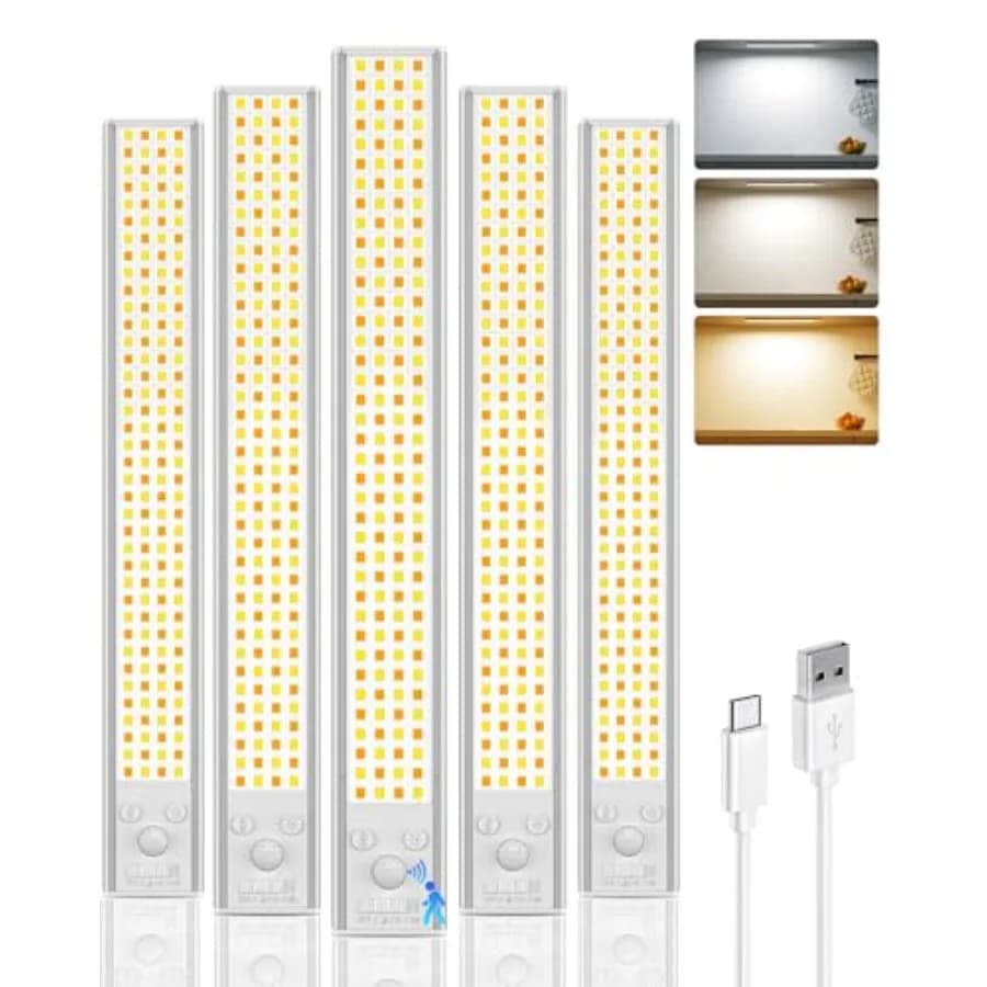 Illuminazione Sottopensile Wireless da 12 Pollici, 152 LED con Sensore di Movimento, Luci per Armadio Ricaricabili USB, 3 Temperature di Colore e Dimmerabili