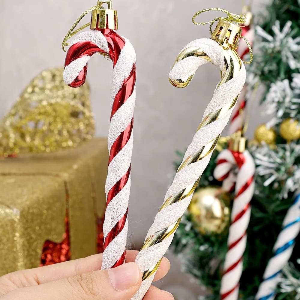 6 pezzi di decorazione natalizia in plastica per bastoncini di zucchero, ornamento da appendere per albero di Natale in plastica per decorazioni natalizie