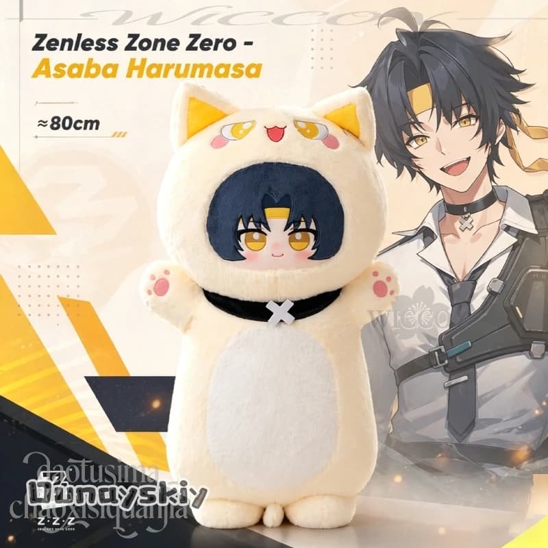 Asaba Harumasa 80cm Cute Long Cushion Stuffed Anime Throw Pillow Sofa Bed Back Cushion Home Gifts Cosplay Game Zenless Zone Zero