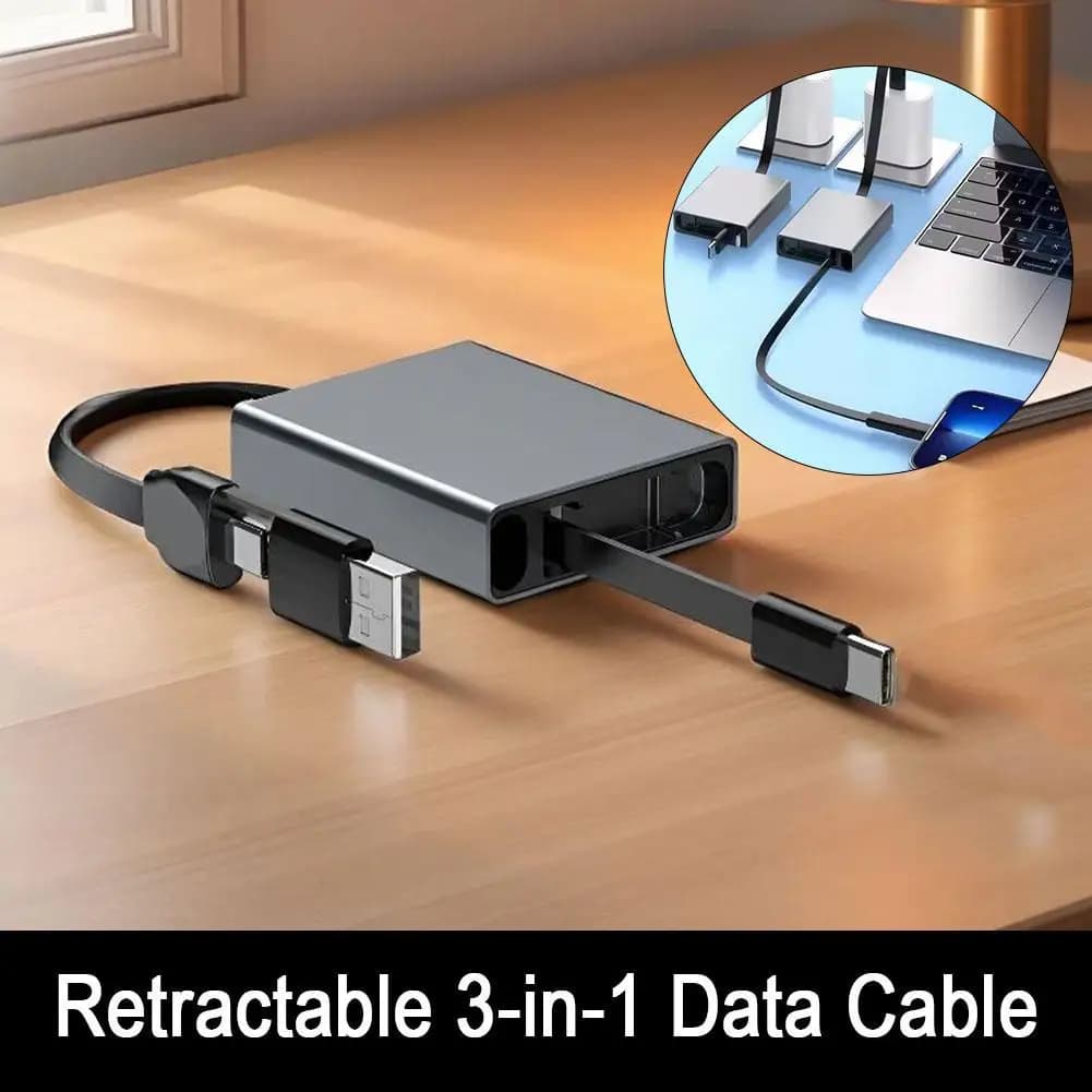 Cavo di ricarica rapida da 60W Type-C, cavo retrattile in lega di alluminio per telefono e laptop, USB-C a USB-C portatile allungabile per sincronizzazione dati