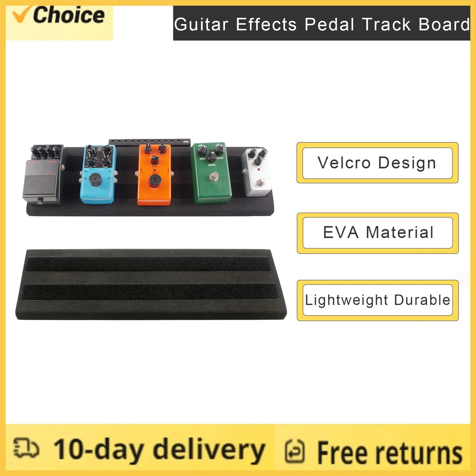 Pedaliera per Effetti Chitarra Portatile, Pannello in EVA Leggero con Nastro Adesivo per Gestione Cavi