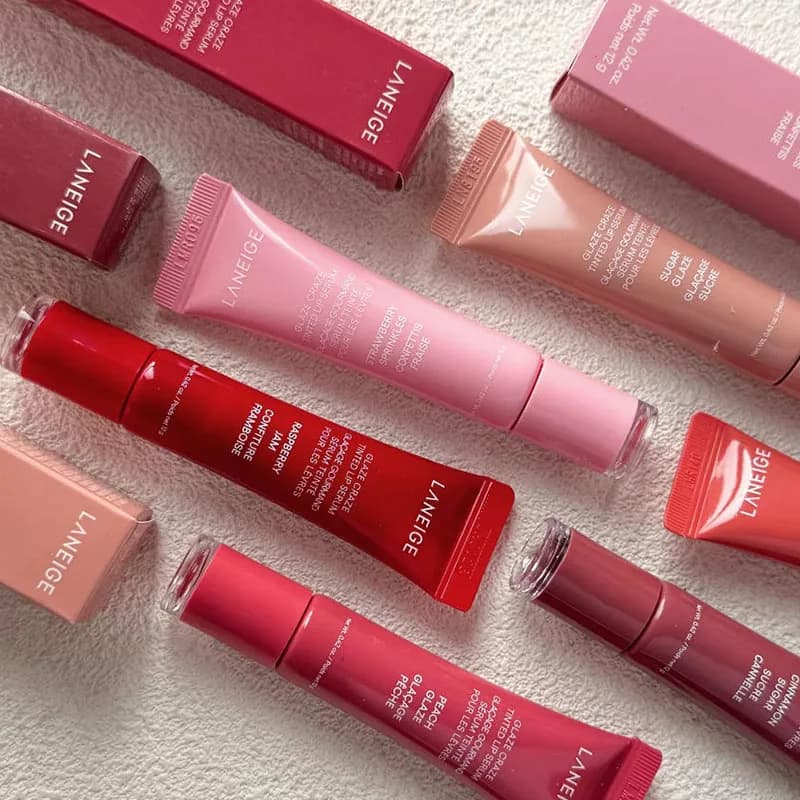 Laneige Donut Lip Balm, Lucidalabbra Hydratante Effetto Specchio, Rossetto Perumato alla Fragola, Raspberry e Cioccolato, Oil Lip Transparent
