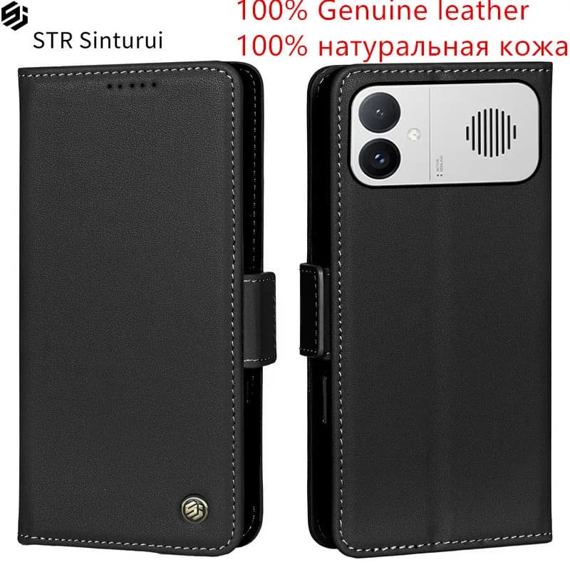 Custodia a portafoglio in vera pelle Nappa con slot per carte per Xiaomi Redmi K90 Max, con chiusura magnetica e protezione antiurto