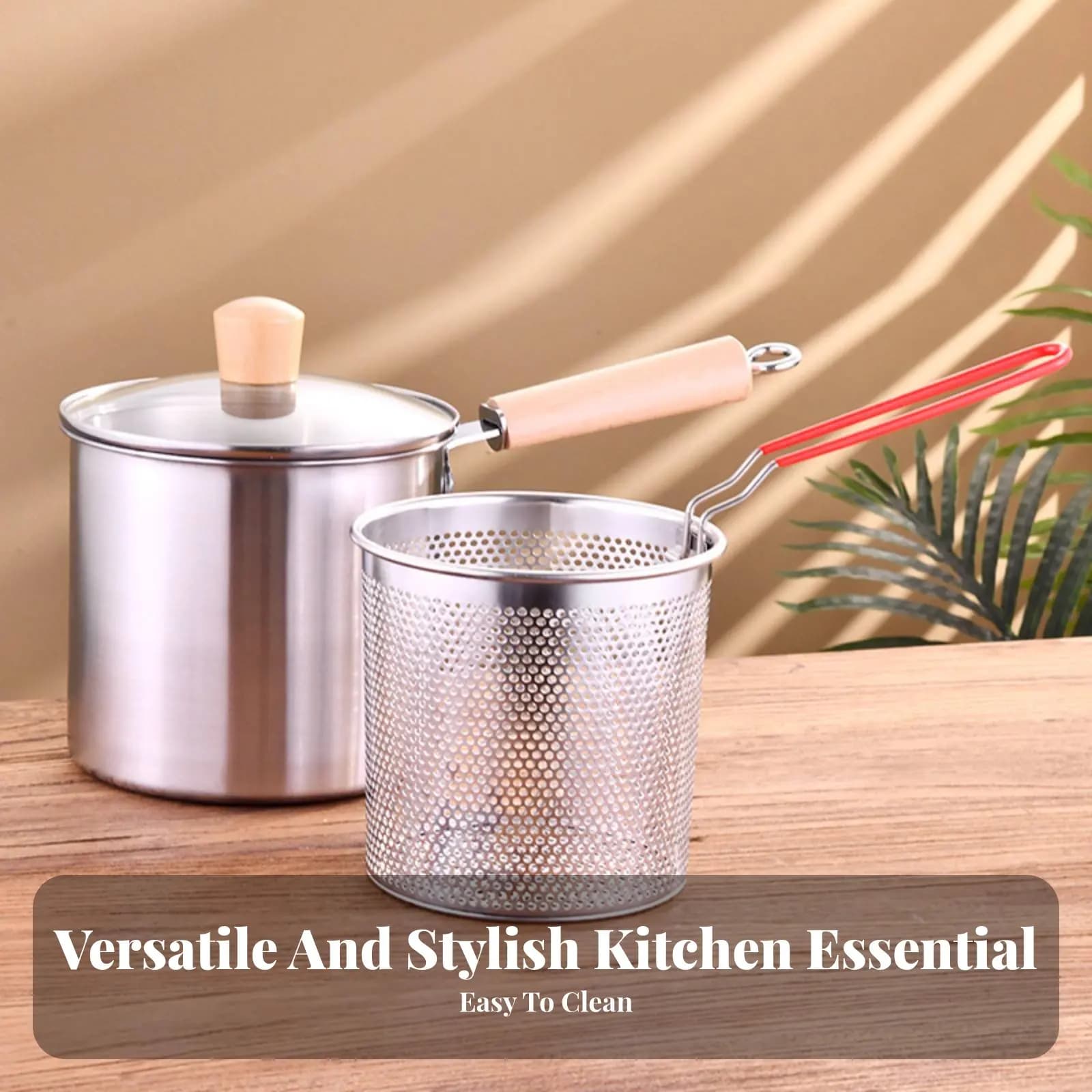 Friggitrice in Acciaio Inox Facile da Pulire, Pentola con Filtro per Olio in Acciaio Inox, Piccola Pentola per Frittura Profonda con Cestello Portatile