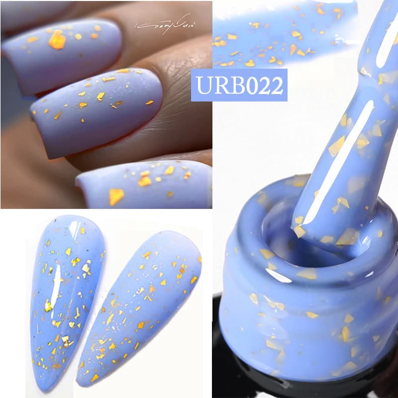 UR SUGAR Blue Color Rubber Base Gel smalto per unghie Gold Glitter Base Gel Top Coat Soak Off UV LED Gel Nail Art vernice Manicure