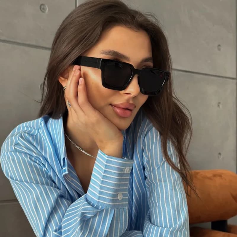 Car Sun Glasses 2pcs Fashion Simple Square Sunglasses Woman Large Frame Design Glasses Female Candy Colors Frame Eyewear UV400